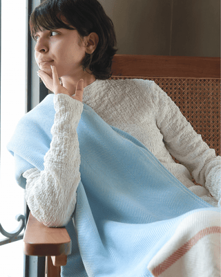 Airweave Herringbone Throw Coastal Blue