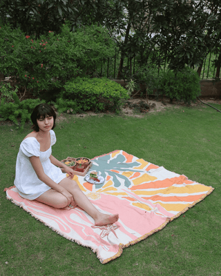 Aeraloom Jacquard Cotton Bamboo Throw Coral Coast