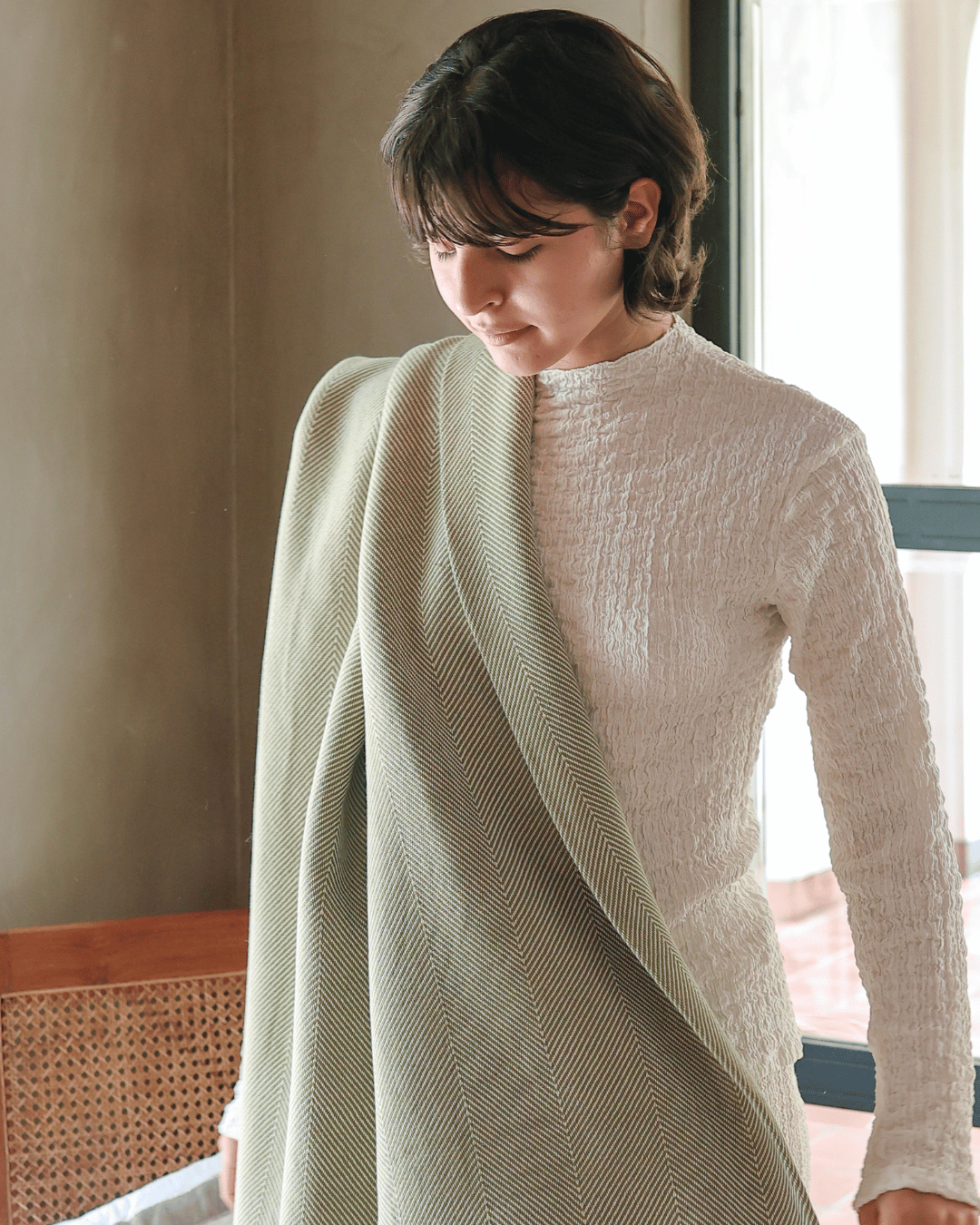 Airweave Herringbone Throw Sage Meadow