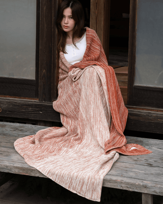 Ombreknit 100% Organic Cotton Knitted Blanket - Clay
