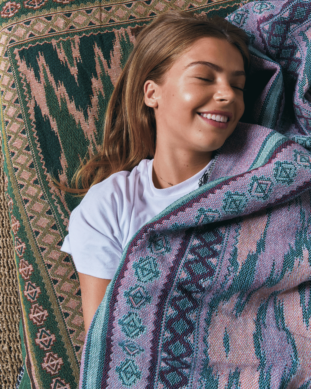 Nomad Green Ikat blanket