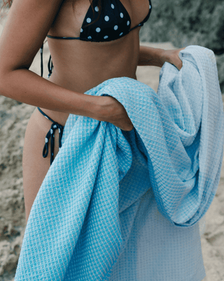 Organic Cotton Turkish Waffle Oversize Throw - Sea Mist