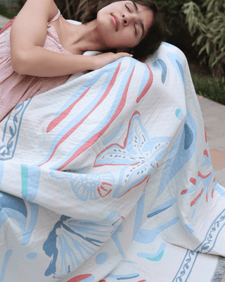 Aeraloom Jacquard Cotton Bamboo Throw Tide Play