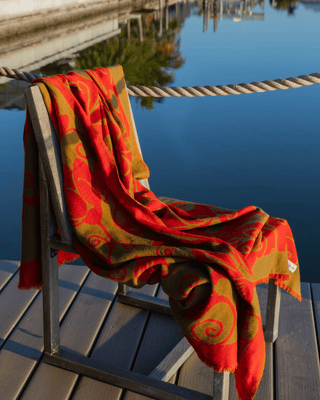 Flora Weave Reversible Merino Wool Throw - Saffron Bloom