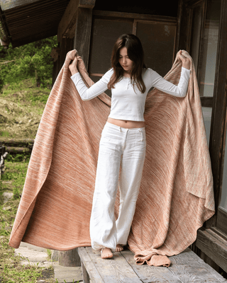 Ombreknit 100% Organic Cotton Knitted Blanket - Sandalwood