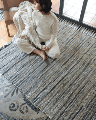 Manteno Indigo Heritage Rug — Handwoven Recycled Denim