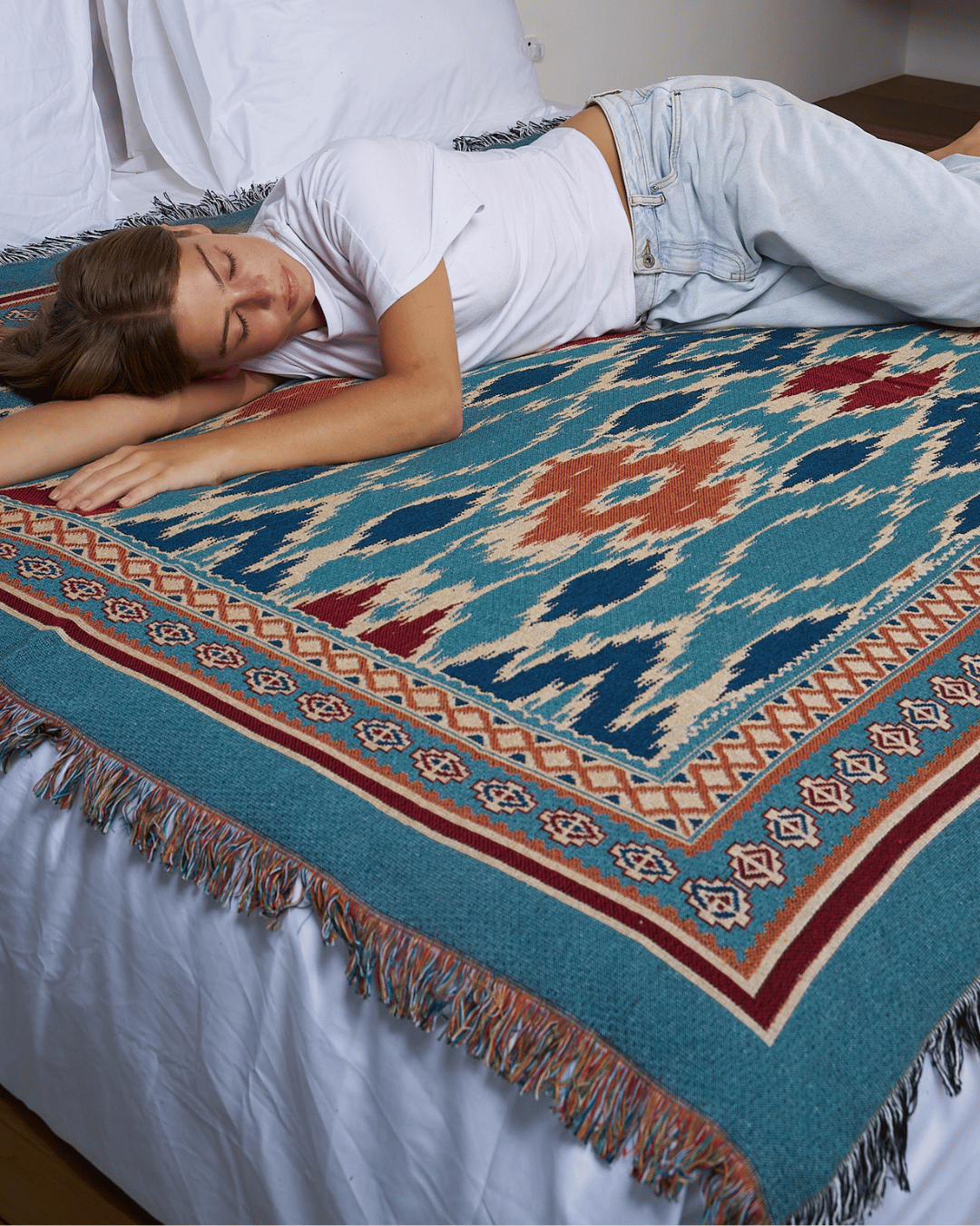 Nomad Indigo Ikat blanket