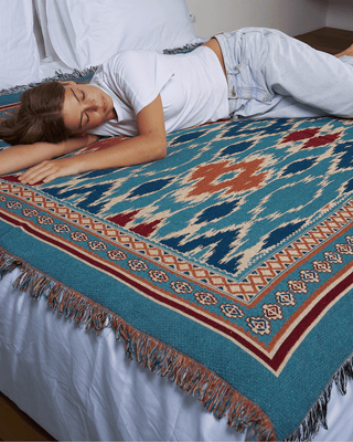 Nomad Indigo Ikat blanket