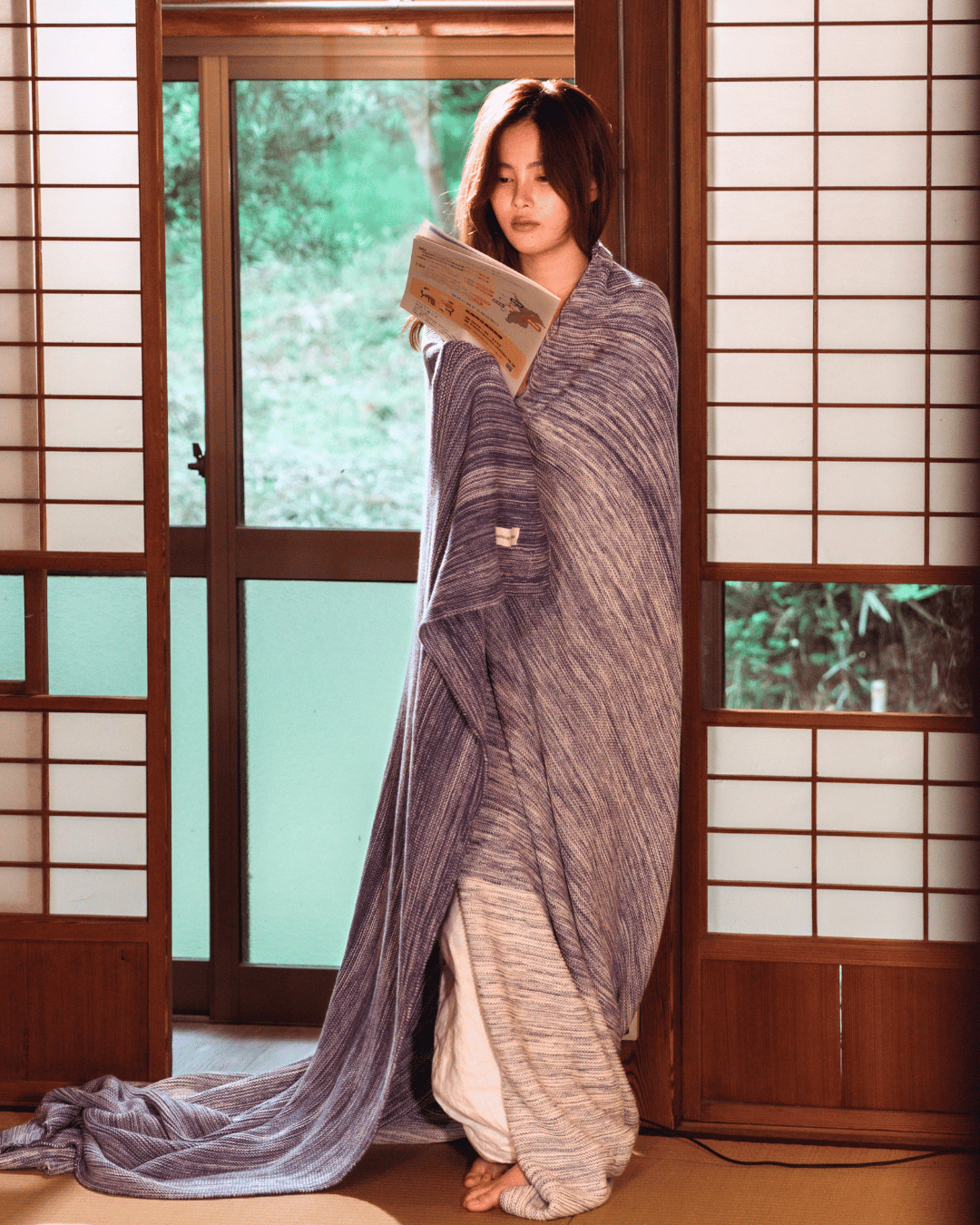 Ombreknit 100% Organic Cotton Knitted Blanket - Tide