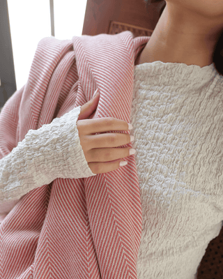 Airweave Herringbone Throw Coral Bloom