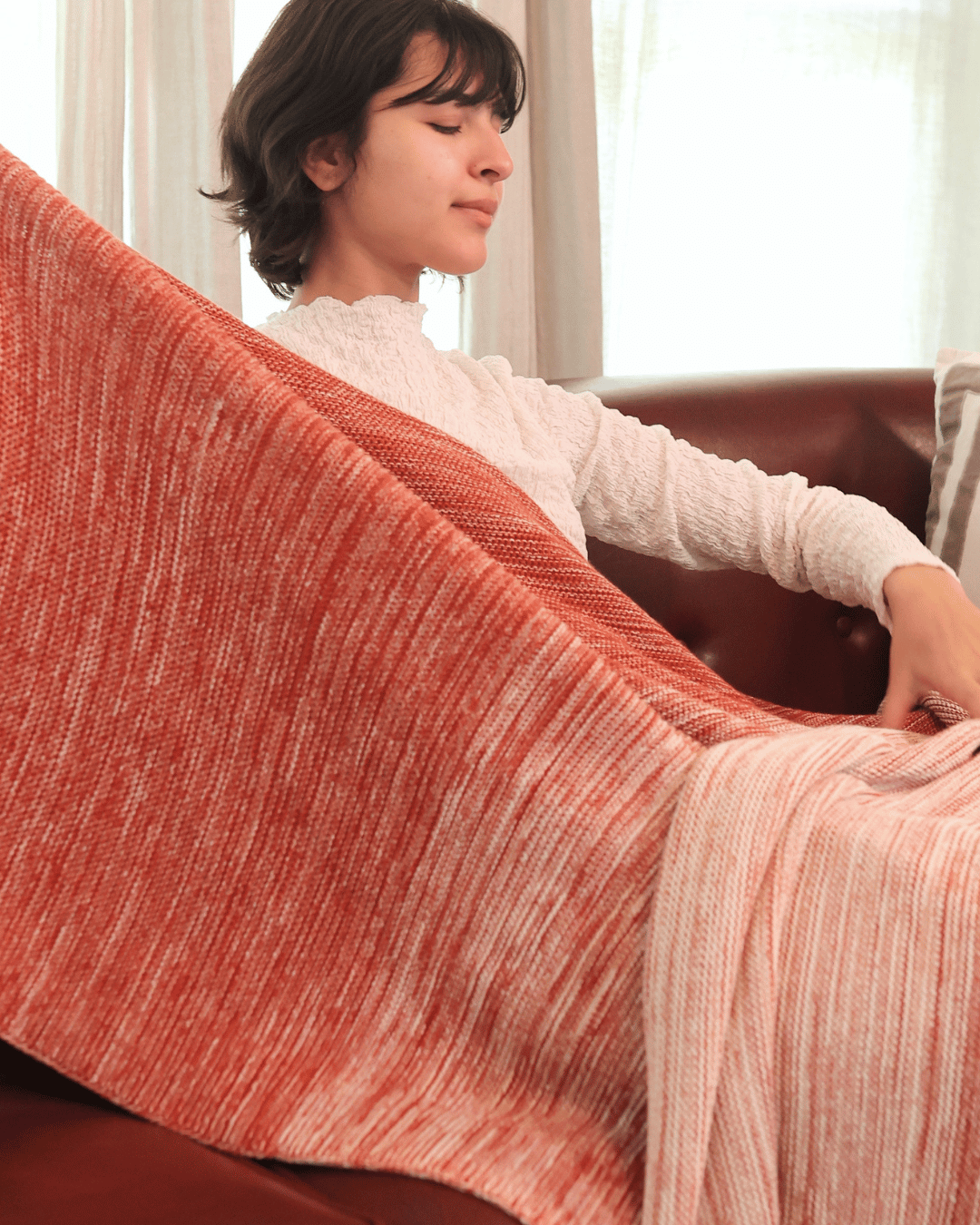 Ombreknit 100% Organic Cotton Knitted Blanket - Clay
