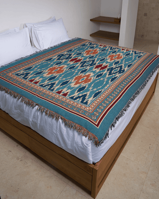 Nomad Indigo Ikat blanket