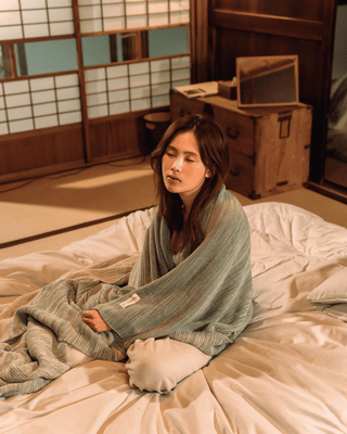 Ombreknit 100% Organic Cotton Knitted Blanket - Seagrass