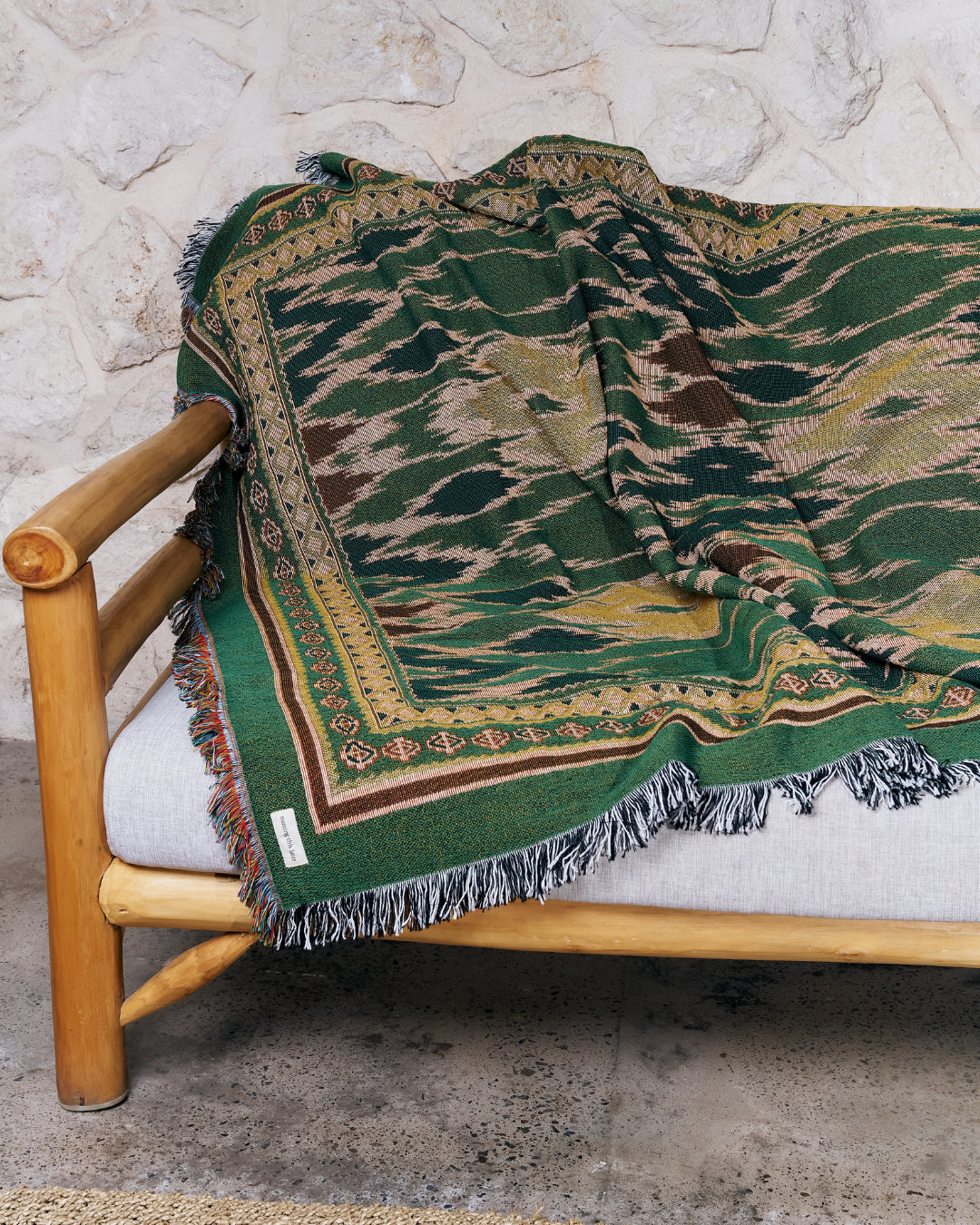 Nomad Green Ikat blanket