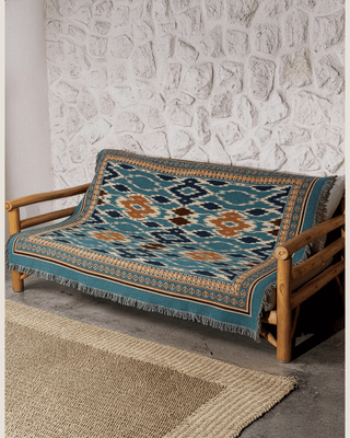 Nomad Indigo Ikat blanket