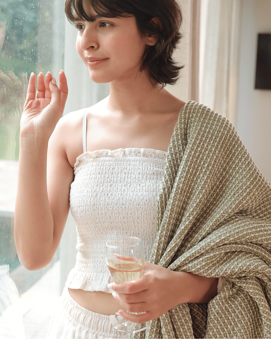 100% Organic Cotton Mesa Waffle Oversized Blanket Olive Grove