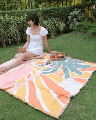 Aeraloom Jacquard Cotton Bamboo Throw Coral Coast