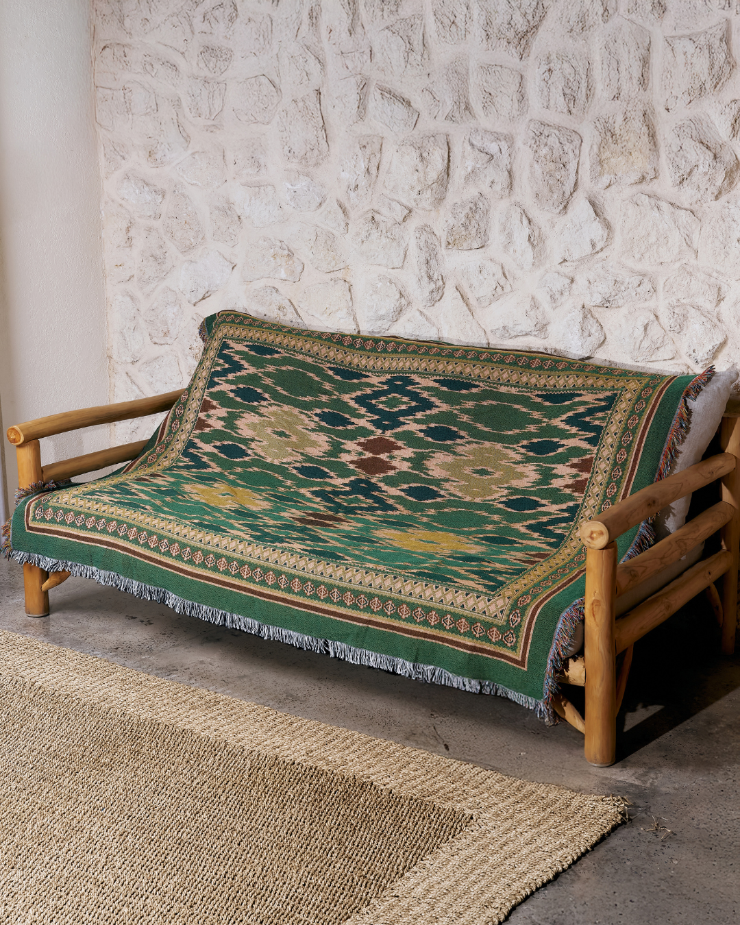Nomad Green Ikat blanket