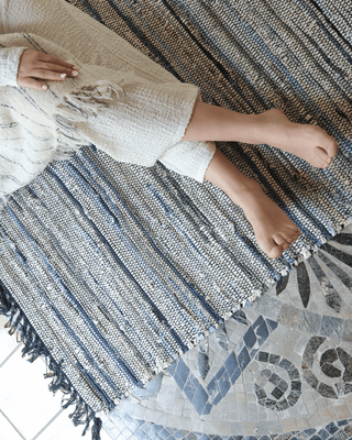Manteno Indigo Heritage Rug — Handwoven Recycled Denim