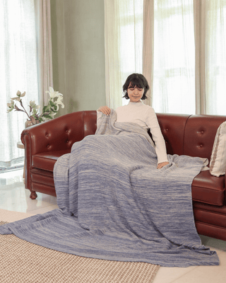 Ombreknit 100% Organic Cotton Knitted Blanket - Tide