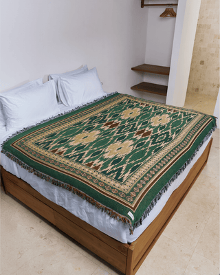 Nomad Green Ikat blanket