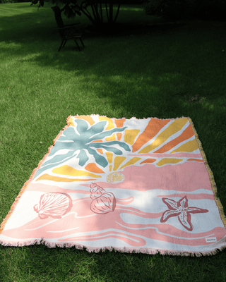 Aeraloom Jacquard Cotton Bamboo Throw Coral Coast