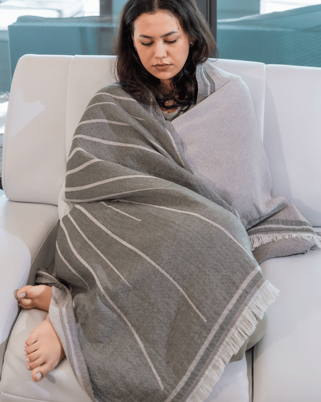 Organic Cotton Turkish Jacquard Towel - Stone Horizon