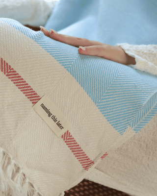 Airweave Herringbone Throw Coastal Blue