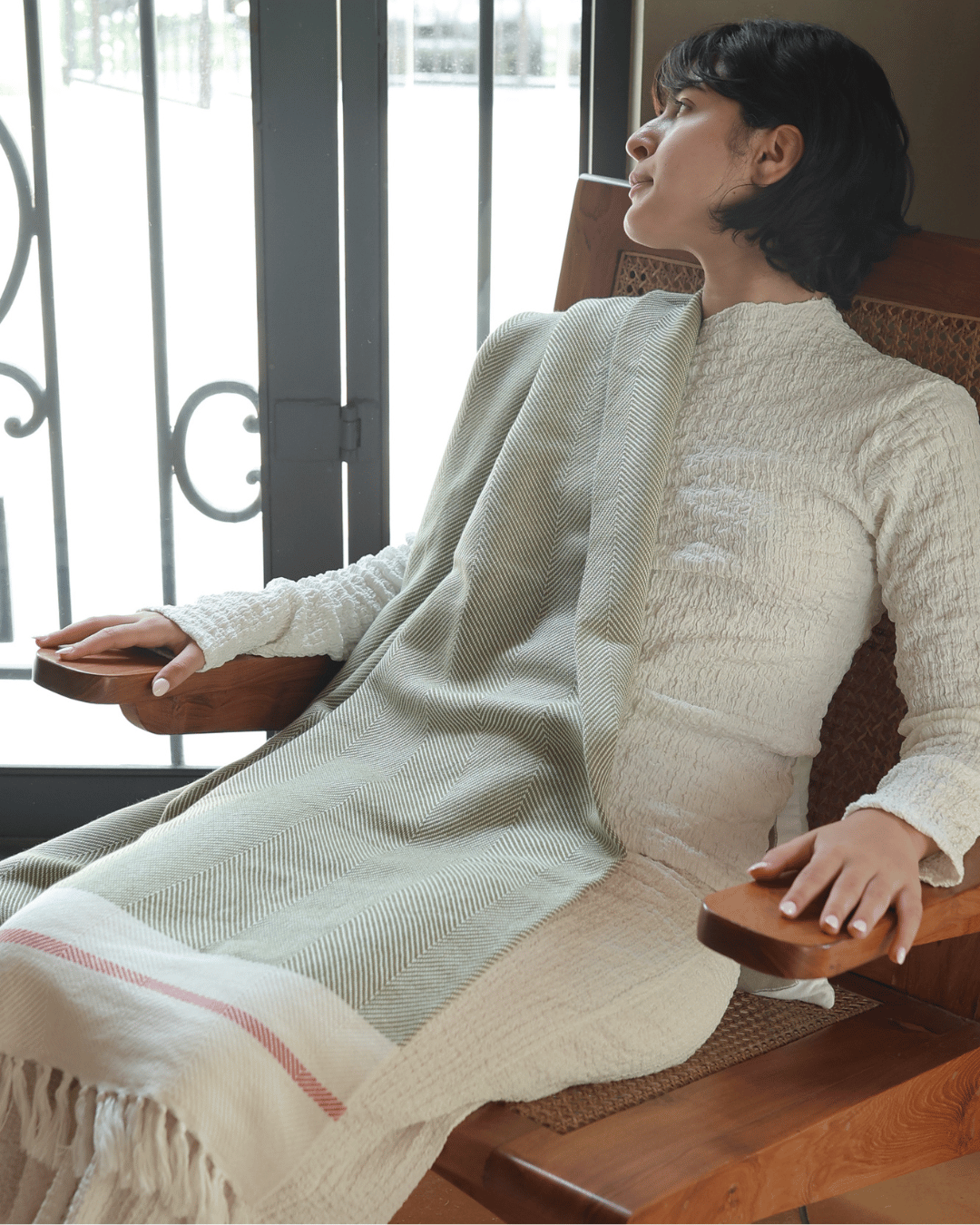 Airweave Herringbone Throw Sage Meadow