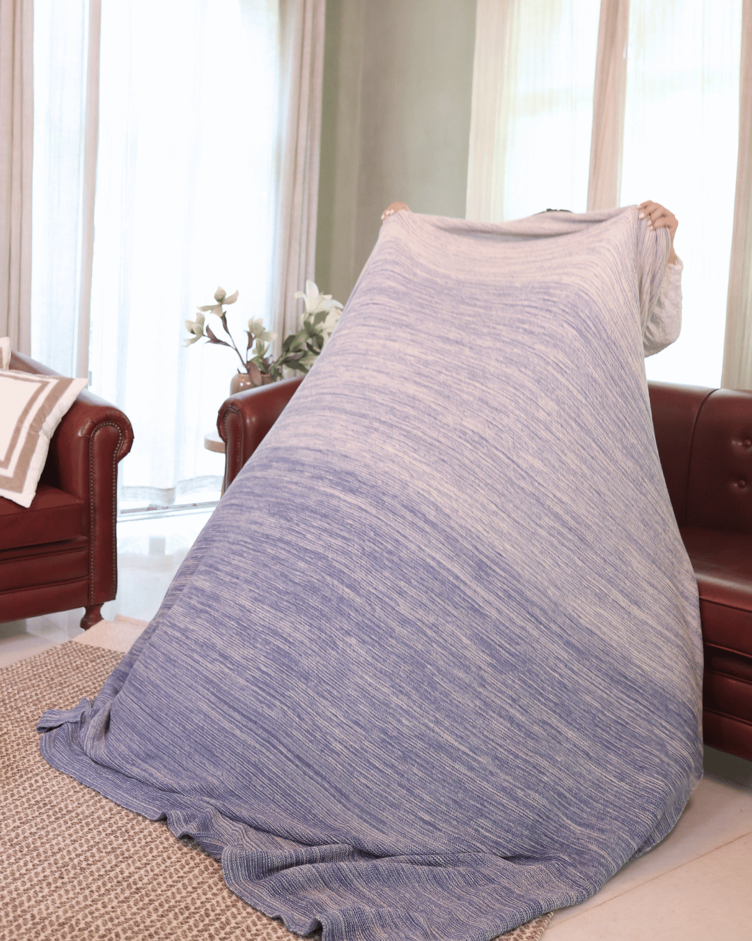 Ombreknit 100% Organic Cotton Knitted Blanket - Tide