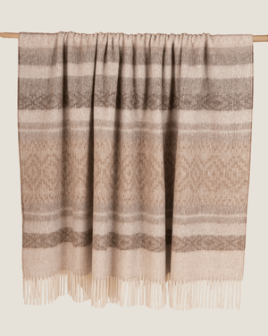 Alpaca Wool Throw Taupe Natural